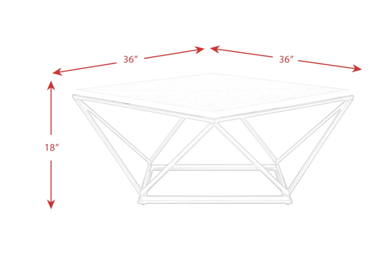 Riko White Coffee Table with Metal Legs