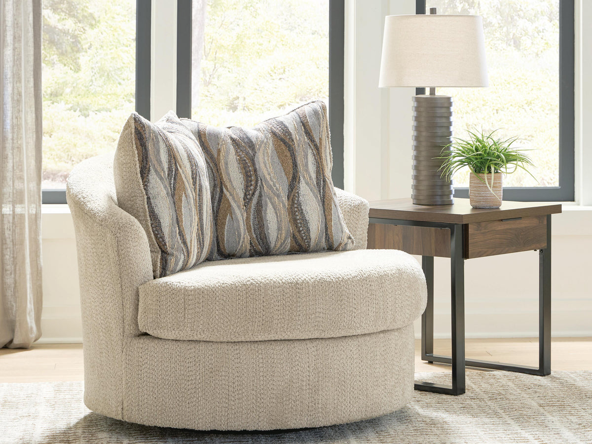 Lofwood Beige Swivel Accent Chair
