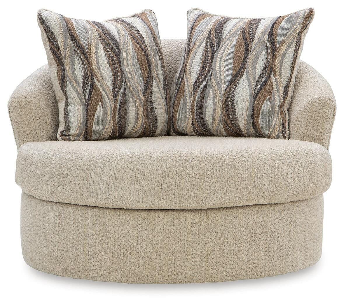 Lofwood Beige Swivel Accent Chair
