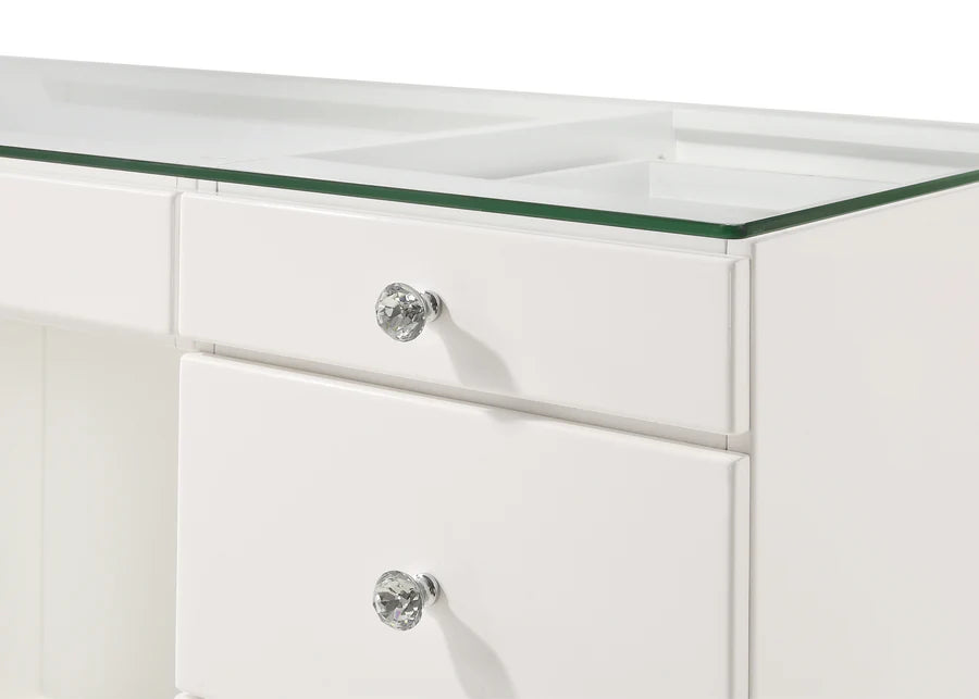Avery White Makeup Vanity Set with LED Mirror