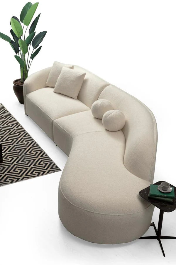 Cloe Ivory Bouclé Curved Sectional, RAF or LAF
