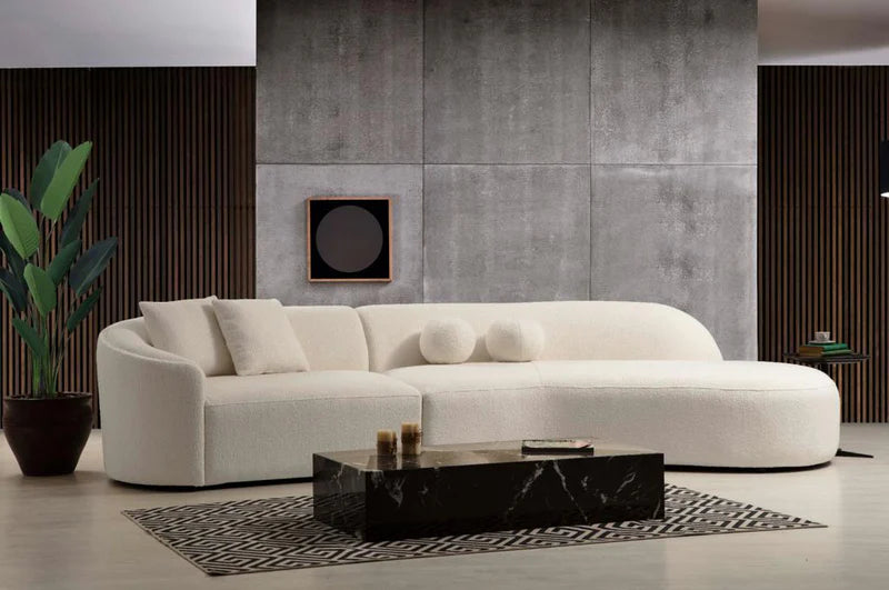 Cloe Ivory Bouclé Curved Sectional, RAF or LAF