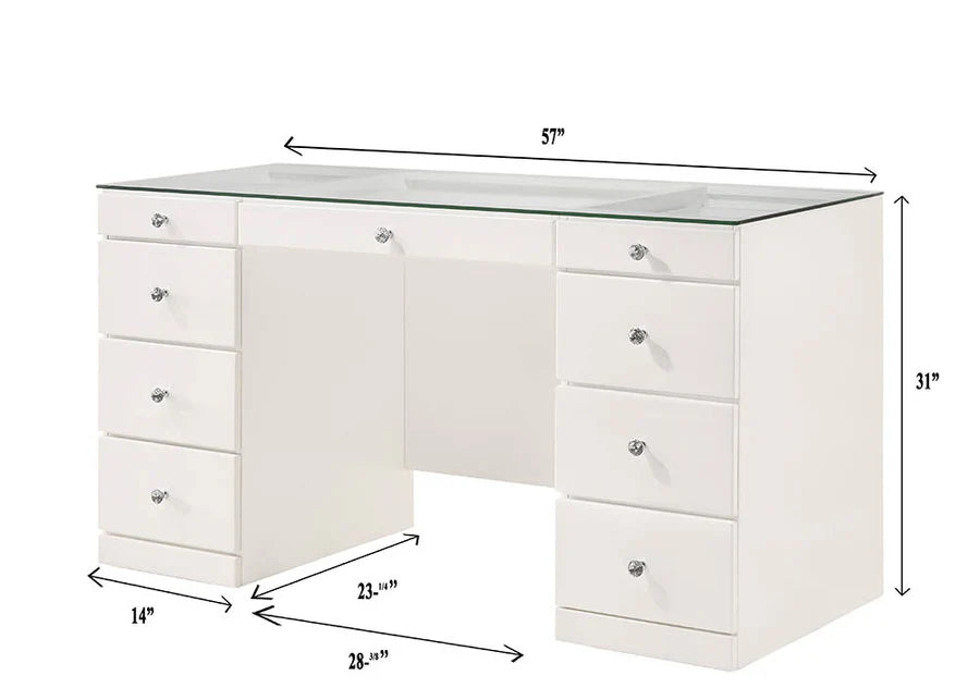 Avery White Makeup Vanity Set with LED Mirror