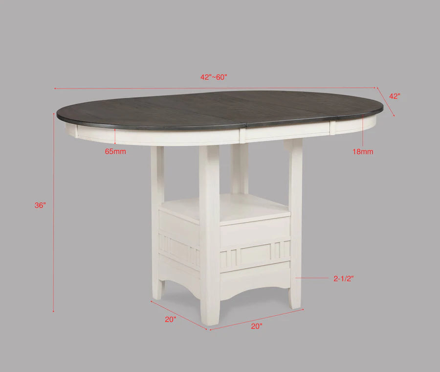Juego de comedor de altura de mostrador Hartwell Chalk Gray