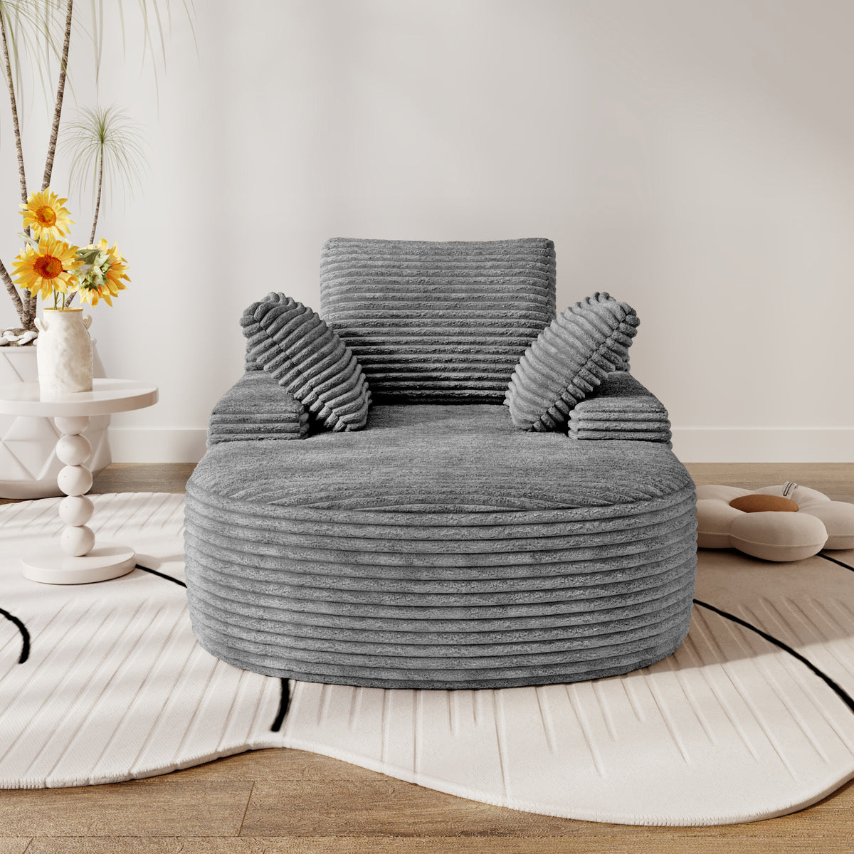 Corduroy Chaise Lounge Accent Chair with Dual Armrests