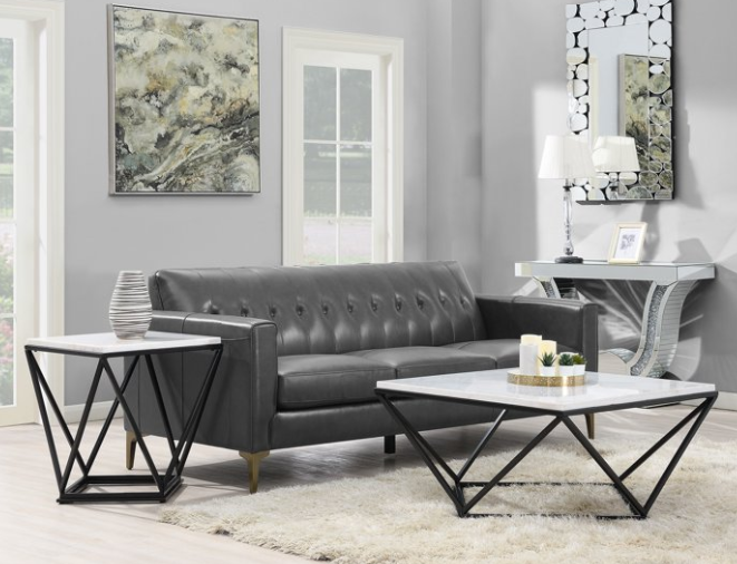 Riko White Coffee Table with Metal Legs