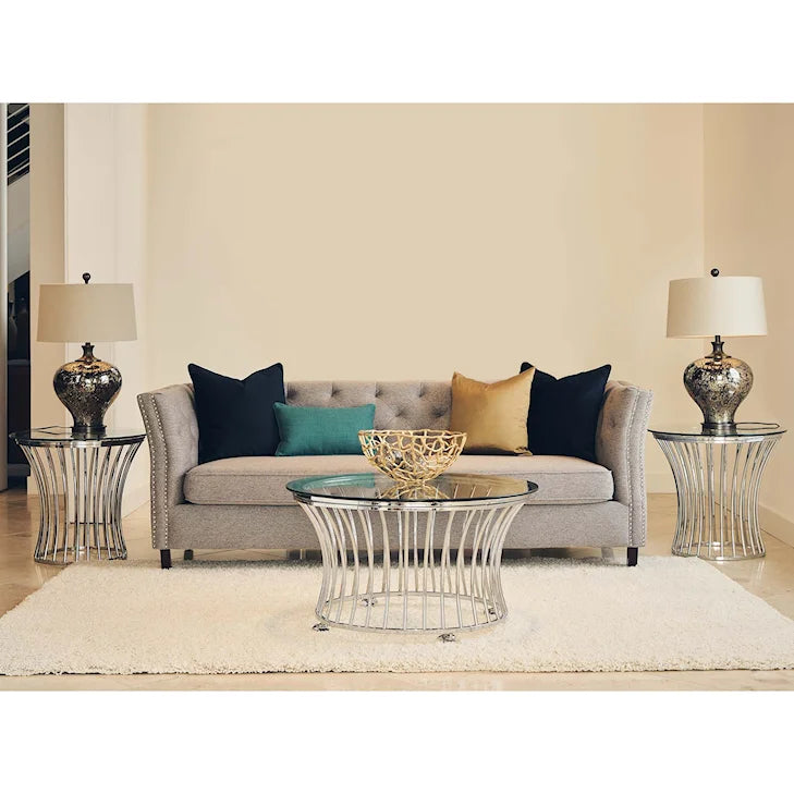 Emma Glass-Top Chrome End Table