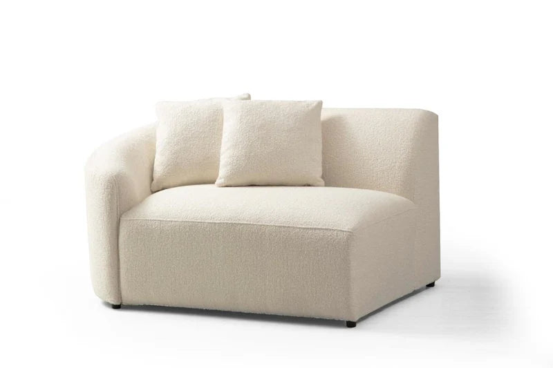 Cloe Ivory Bouclé Curved Sectional, RAF or LAF