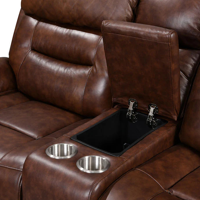Rosewood Leather 3-Piece Power Reclining Set