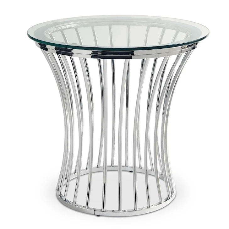 Emma Glass-Top Chrome End Table