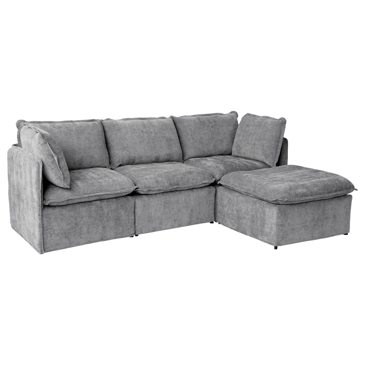 Modern Linen-Look Modular Sectional with Reversible Chaise