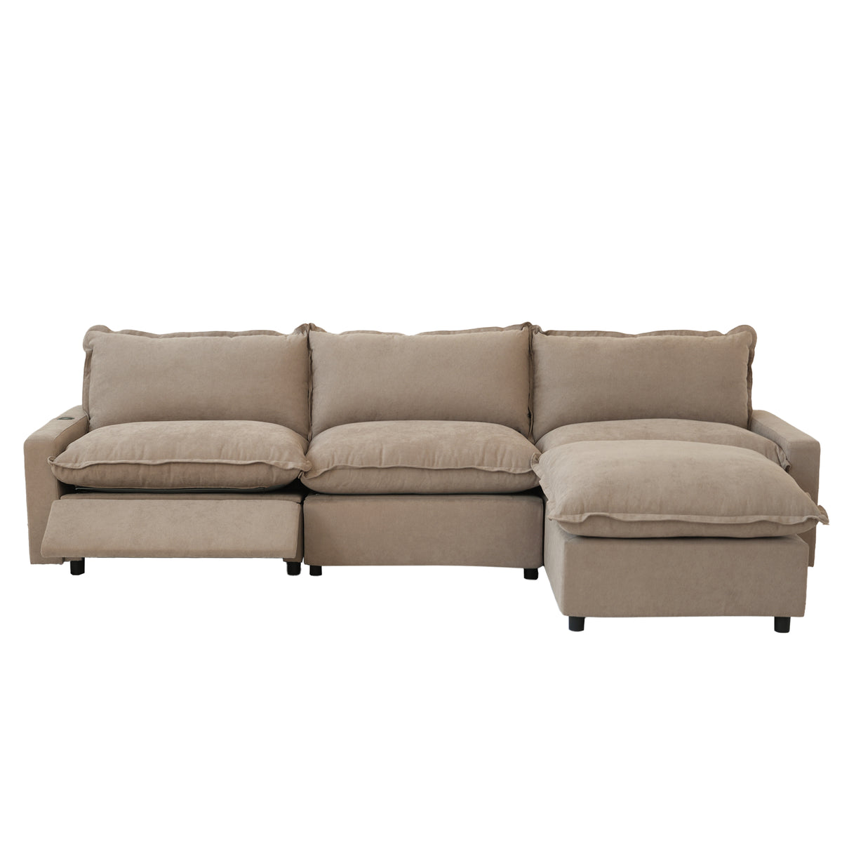 Contemporary Linen-Look Sectional with Wireless Charging