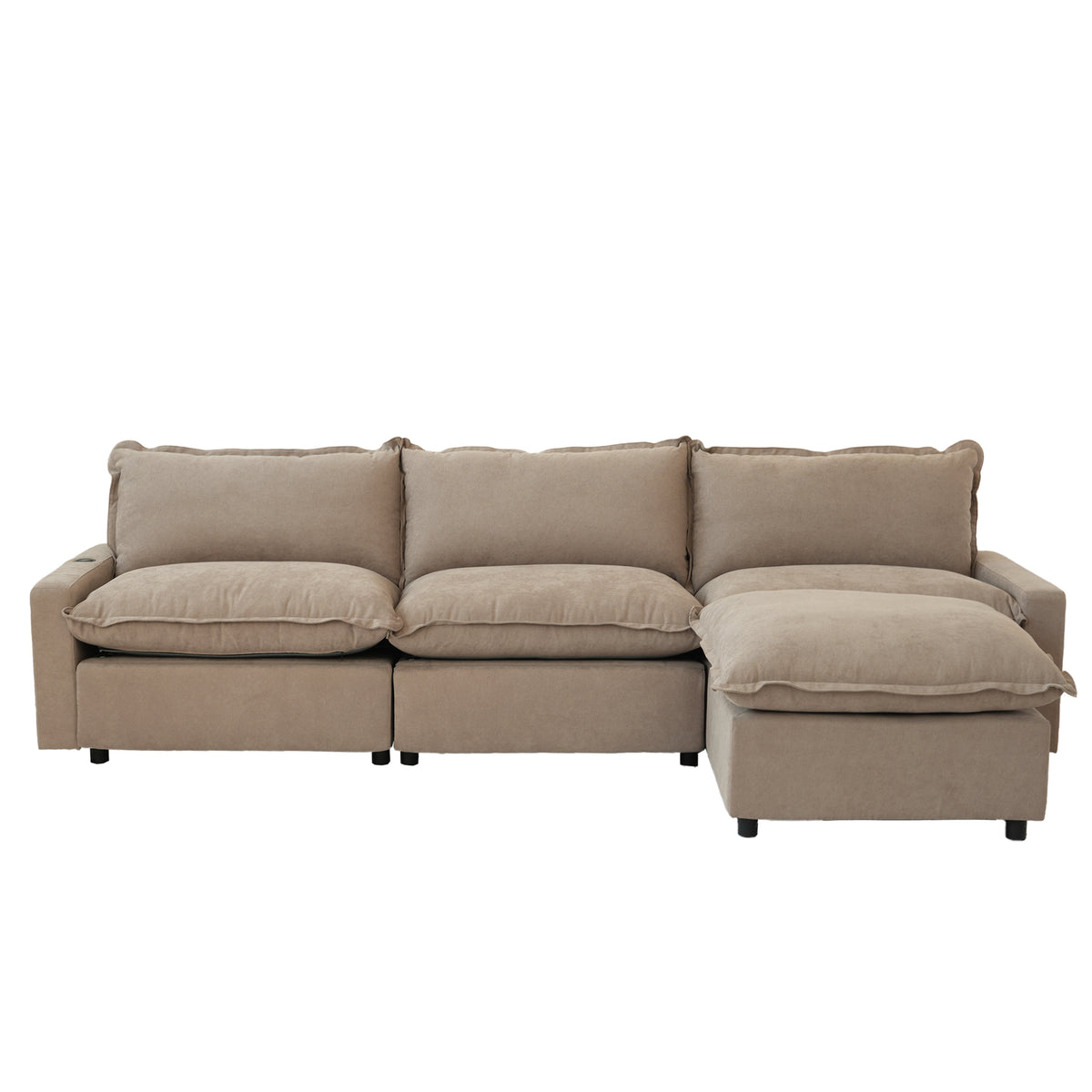 Contemporary Linen-Look Sectional with Wireless Charging