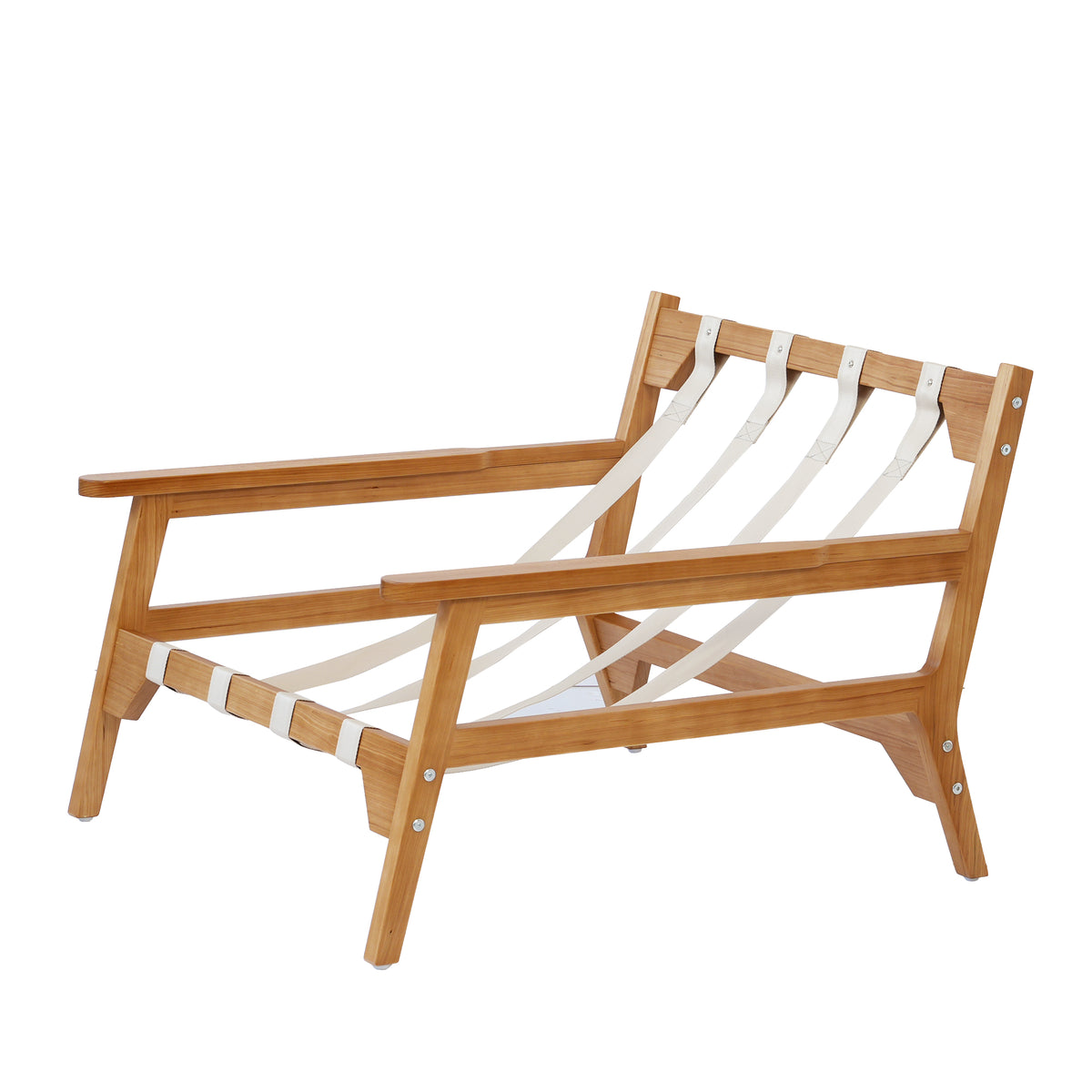 White Ash Wood Frame Chaise Lounge Accent Chair