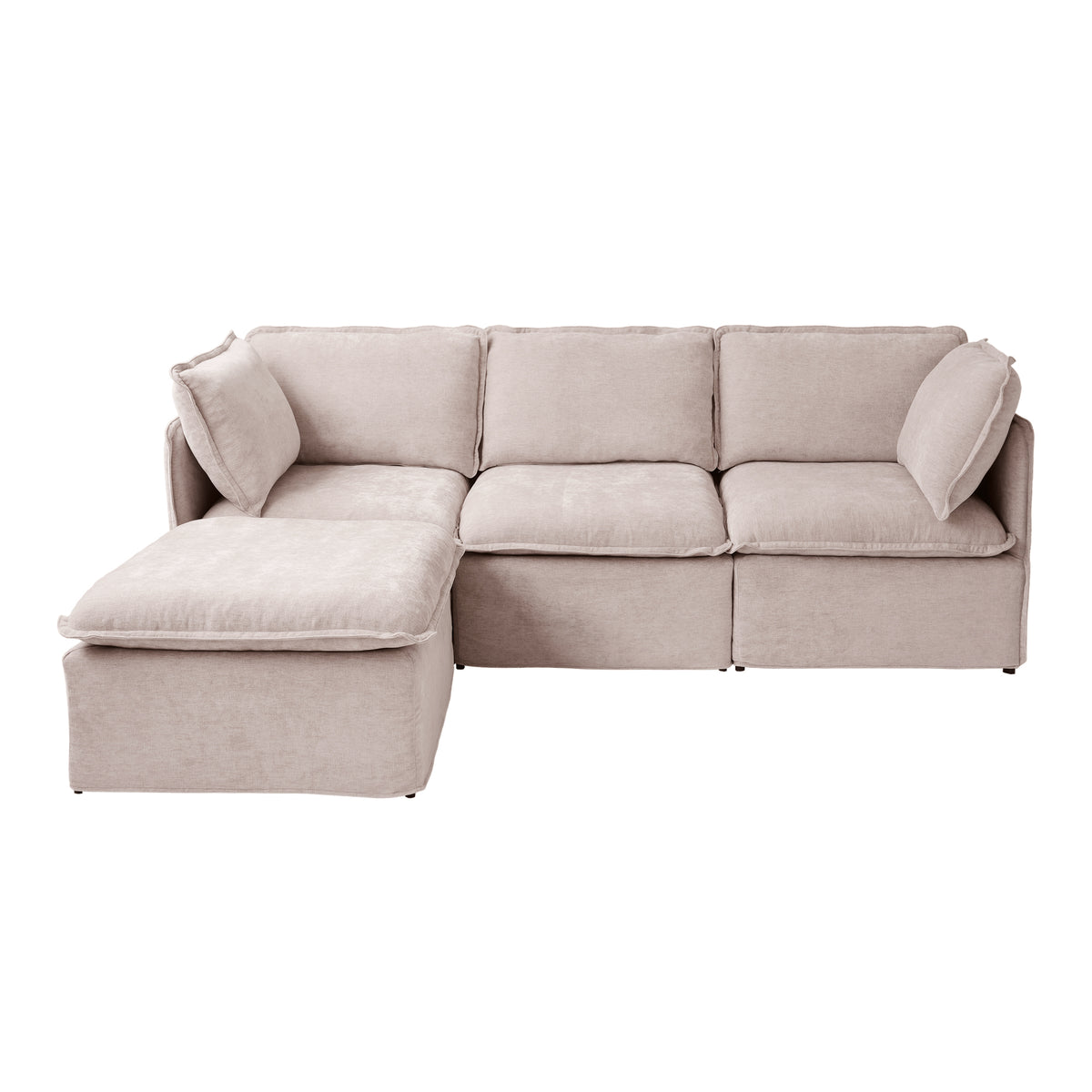 Modern Linen-Look Modular Sectional with Reversible Chaise
