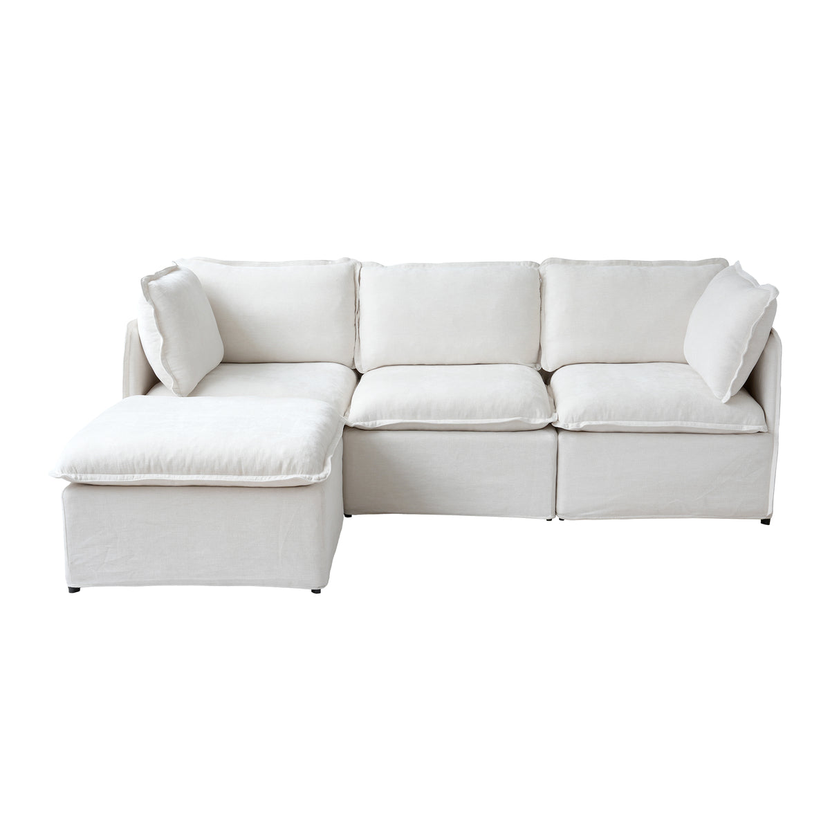 Modern Modular Linen Sectional Sofa with Reversible Chaise
