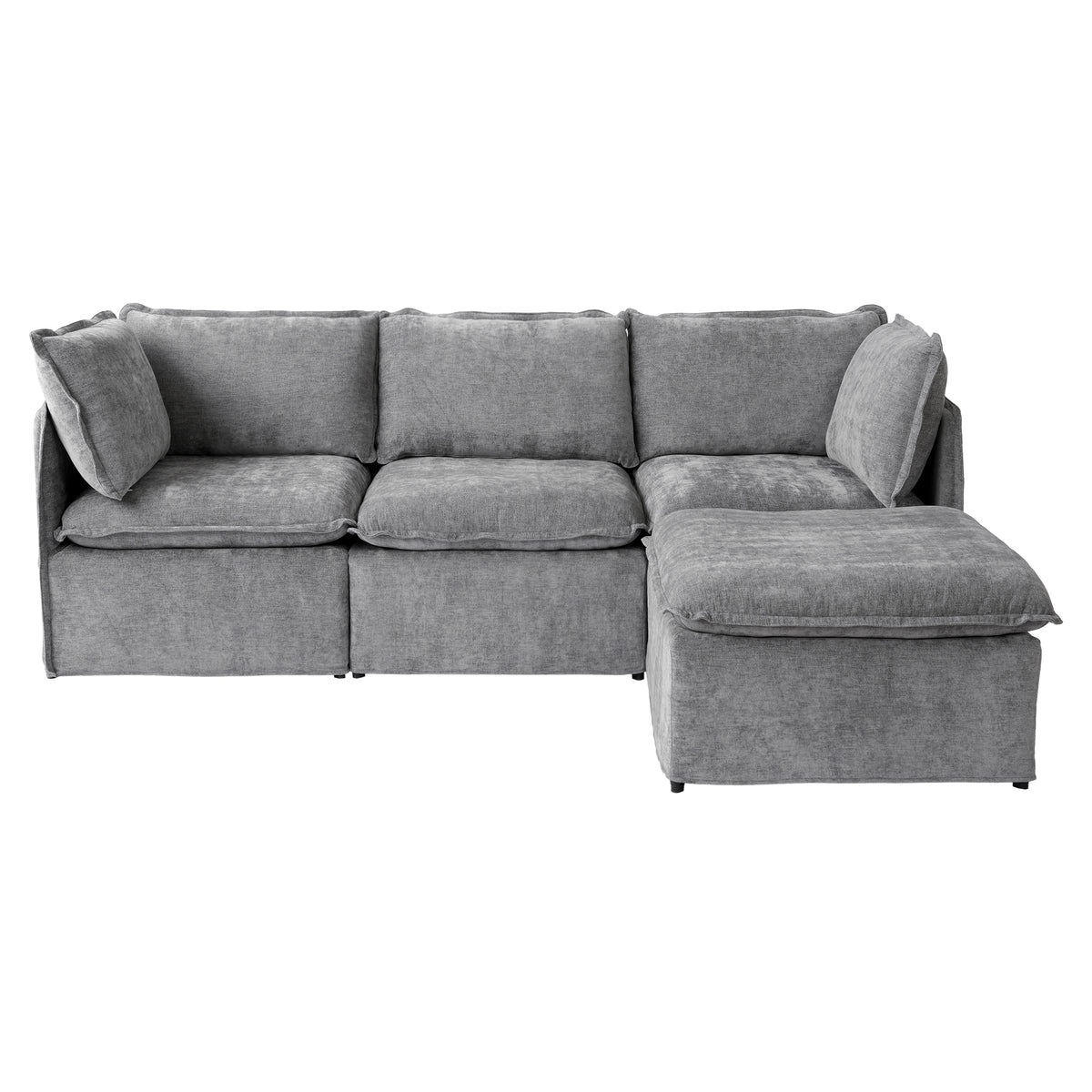 Modern Linen-Look Modular Sectional with Reversible Chaise