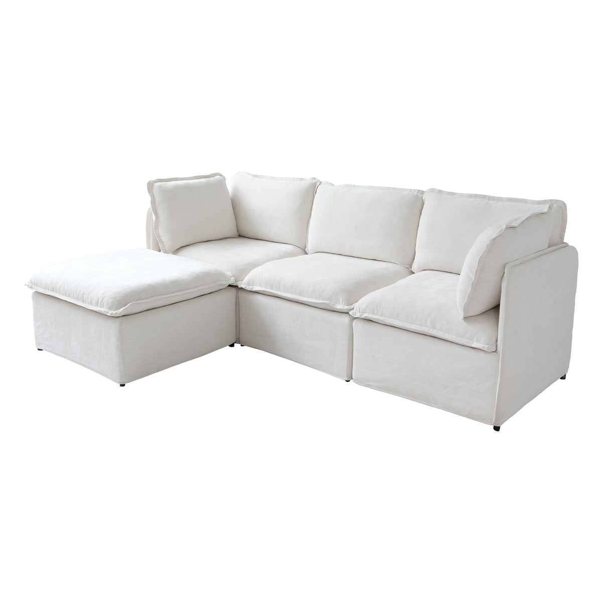 Modern Linen-Look Modular Sectional with Reversible Chaise