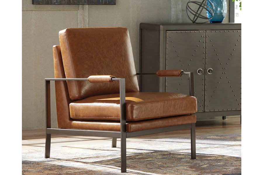 Peacemaker Light Brown Faux Leather Accent Chair