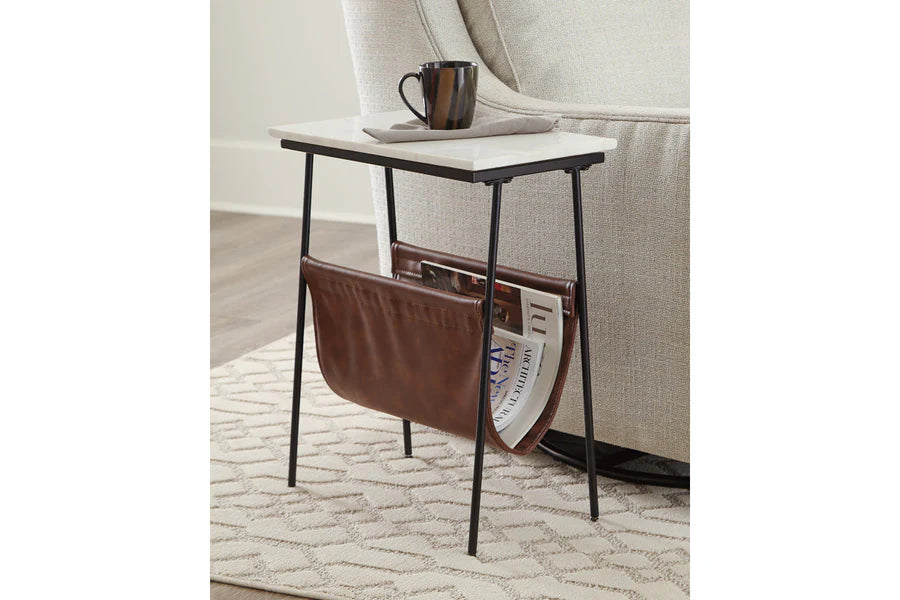 Etanbury Marble-Top Accent Table with Magazine Holder