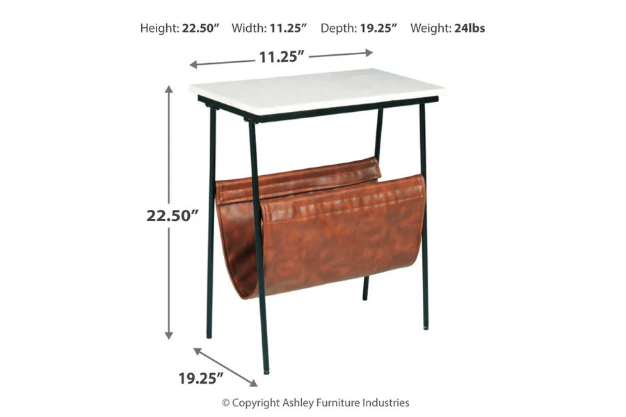 Etanbury Marble-Top Accent Table with Magazine Holder