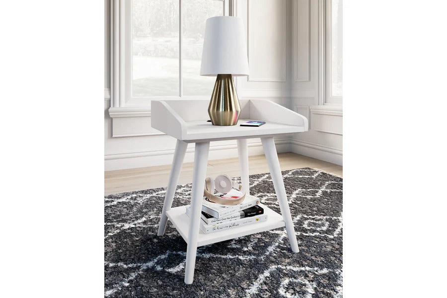 Blariden White Accent Table with USB Ports