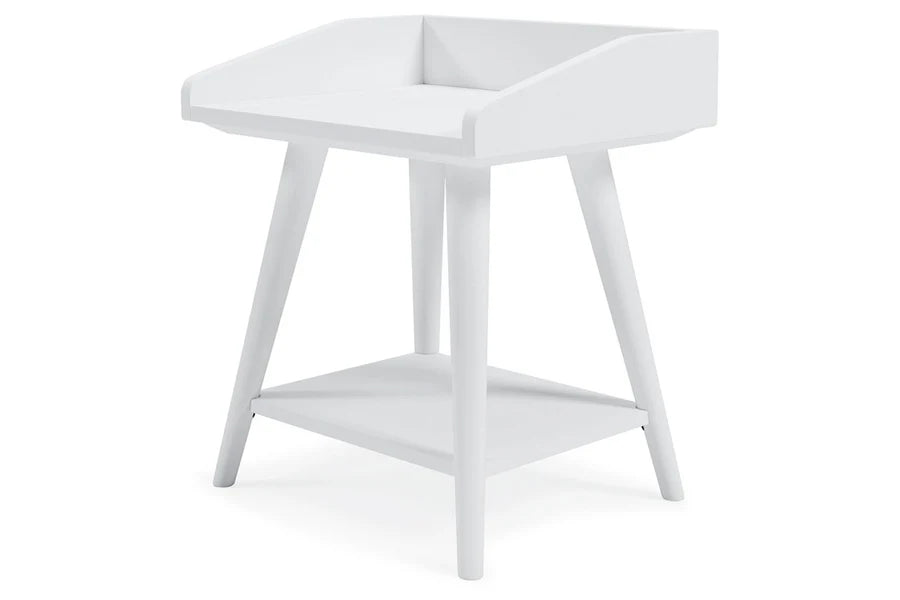 Blariden White Accent Table with USB Ports