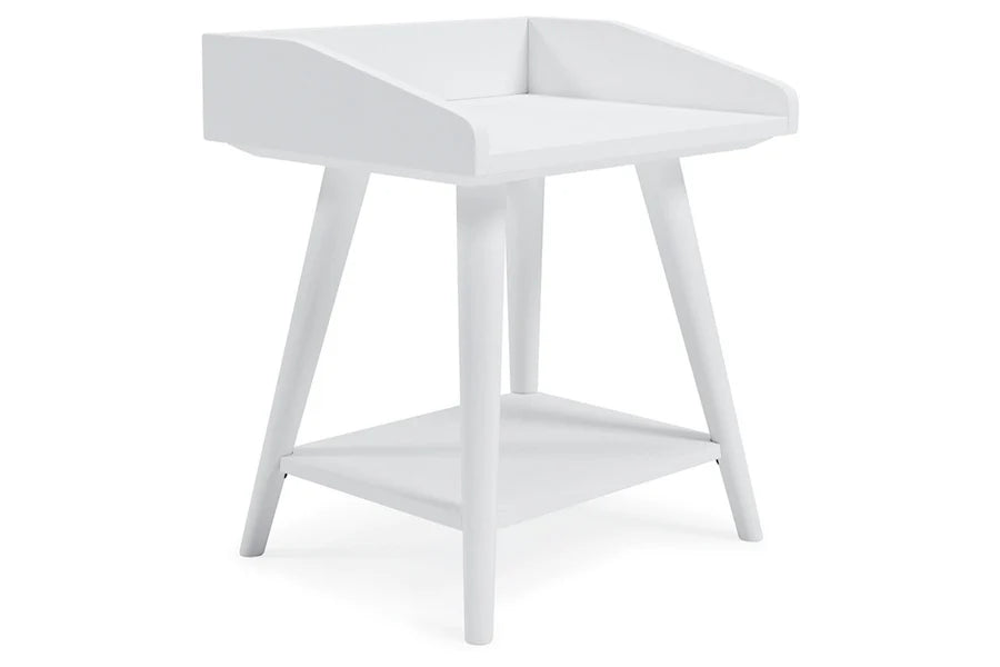 Blariden White Accent Table with USB Ports