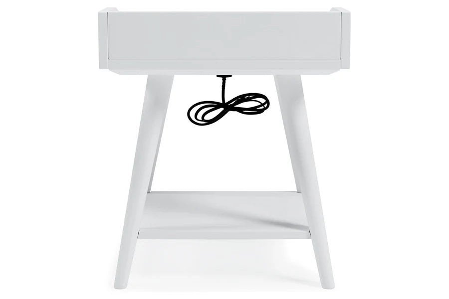 Blariden White Accent Table with USB Ports