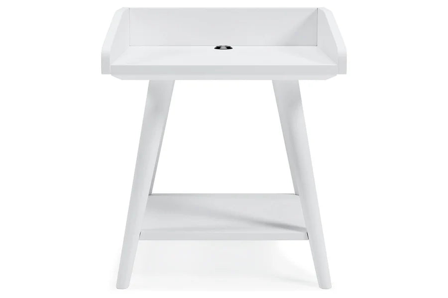 Blariden White Accent Table with USB Ports