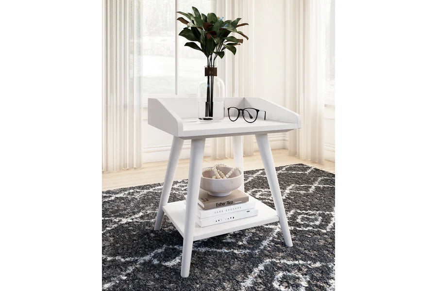 Blariden White Accent Table with USB Ports