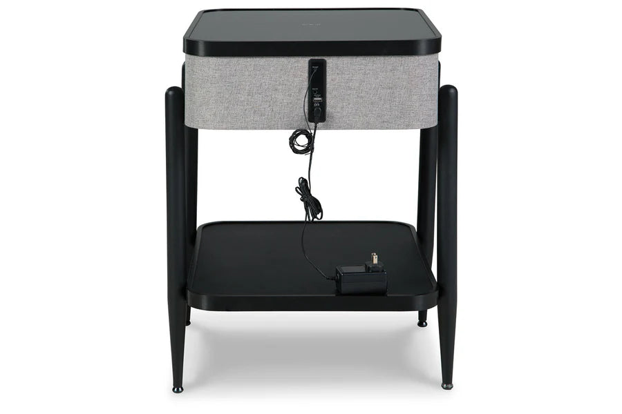 Jorvalee Gray Accent Table with Speaker