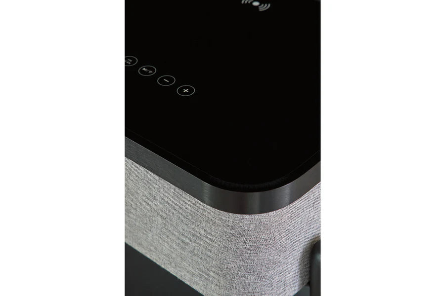 Jorvalee Gray Accent Table with Speaker
