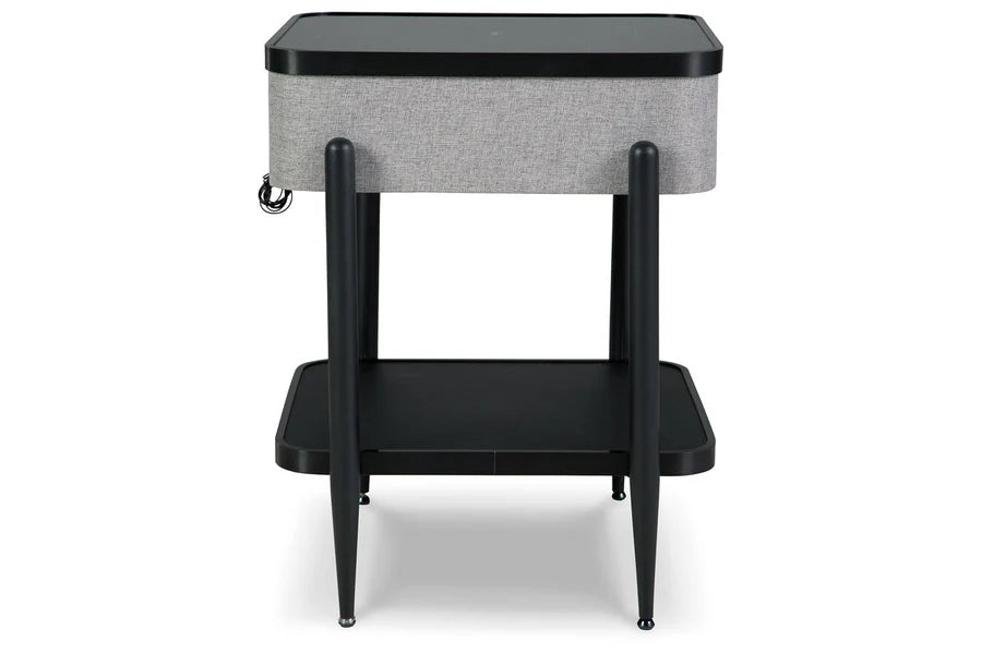 Jorvalee Gray Accent Table with Speaker