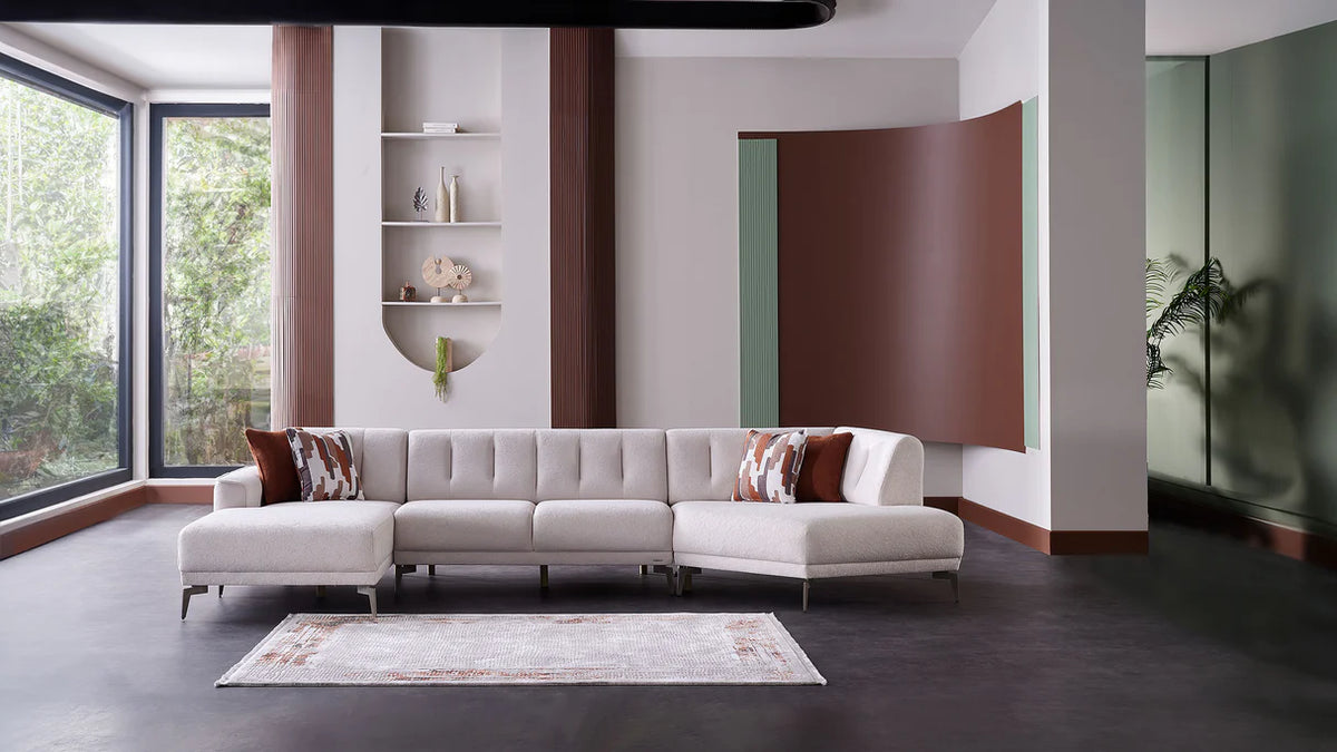 Atlanta Pearl 3-Piece Ivory Modular Sectional