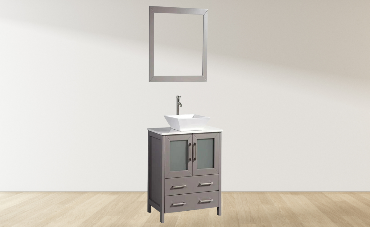 30 in. Single Sink Small Bathroom Vanity Set in Gray
