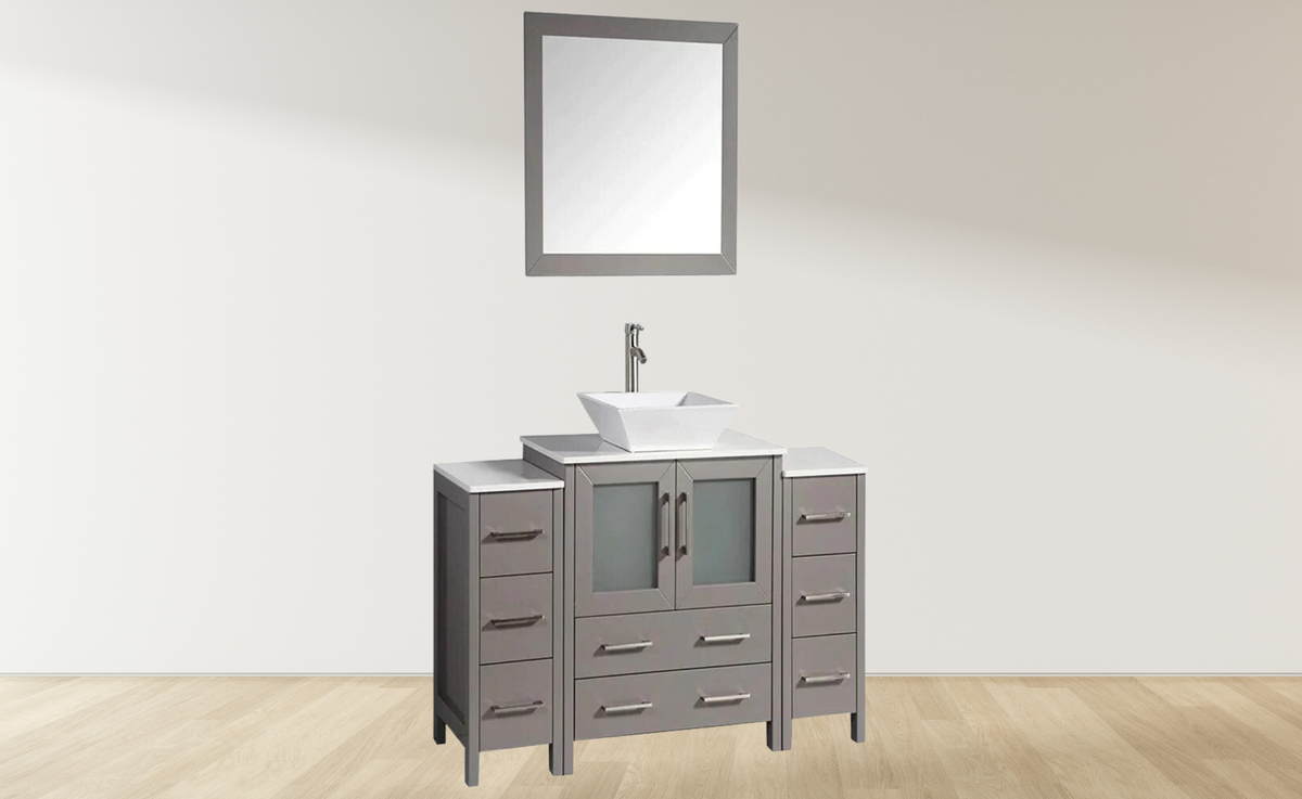 Ocean Royal 54 in. Gray Single Sink Vanity Set with 8 Drawers