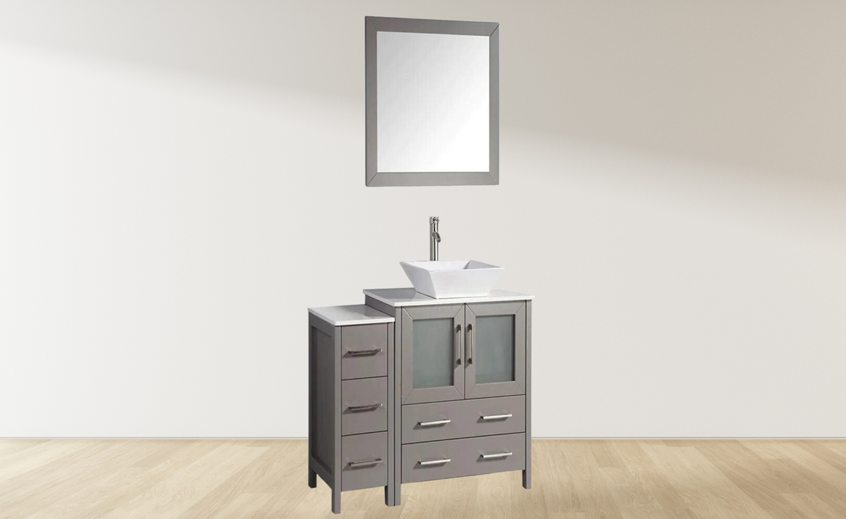 42 in. Single Sink Bathroom Vanity Combo Set in Gray