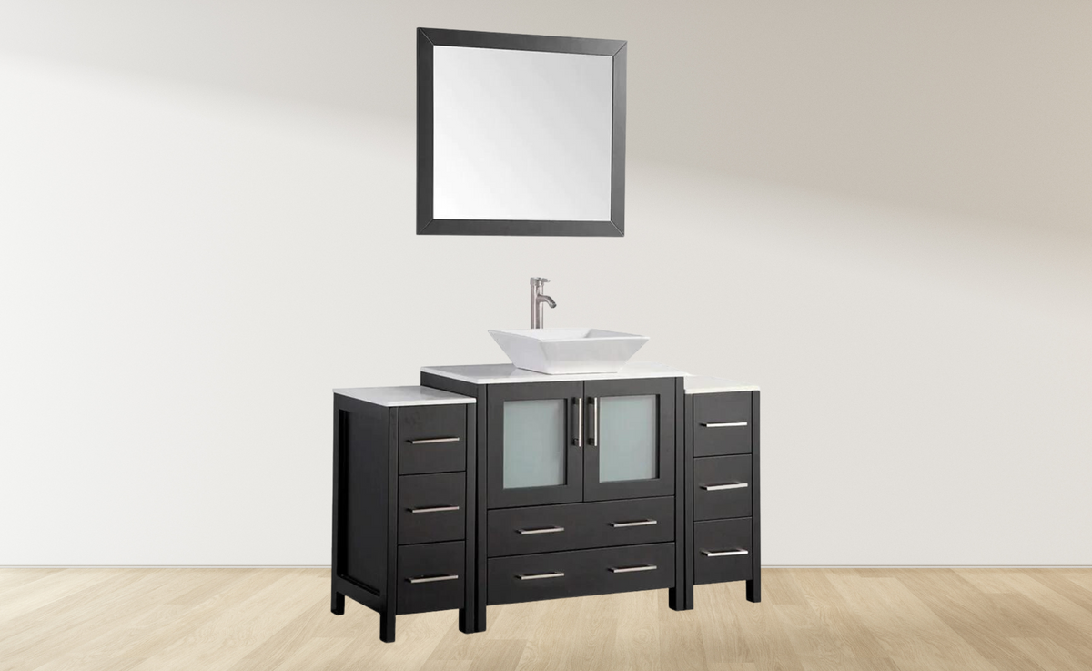 Ocean Royal 54 in. Espresso Single Sink Vanity Set with 8 Drawers