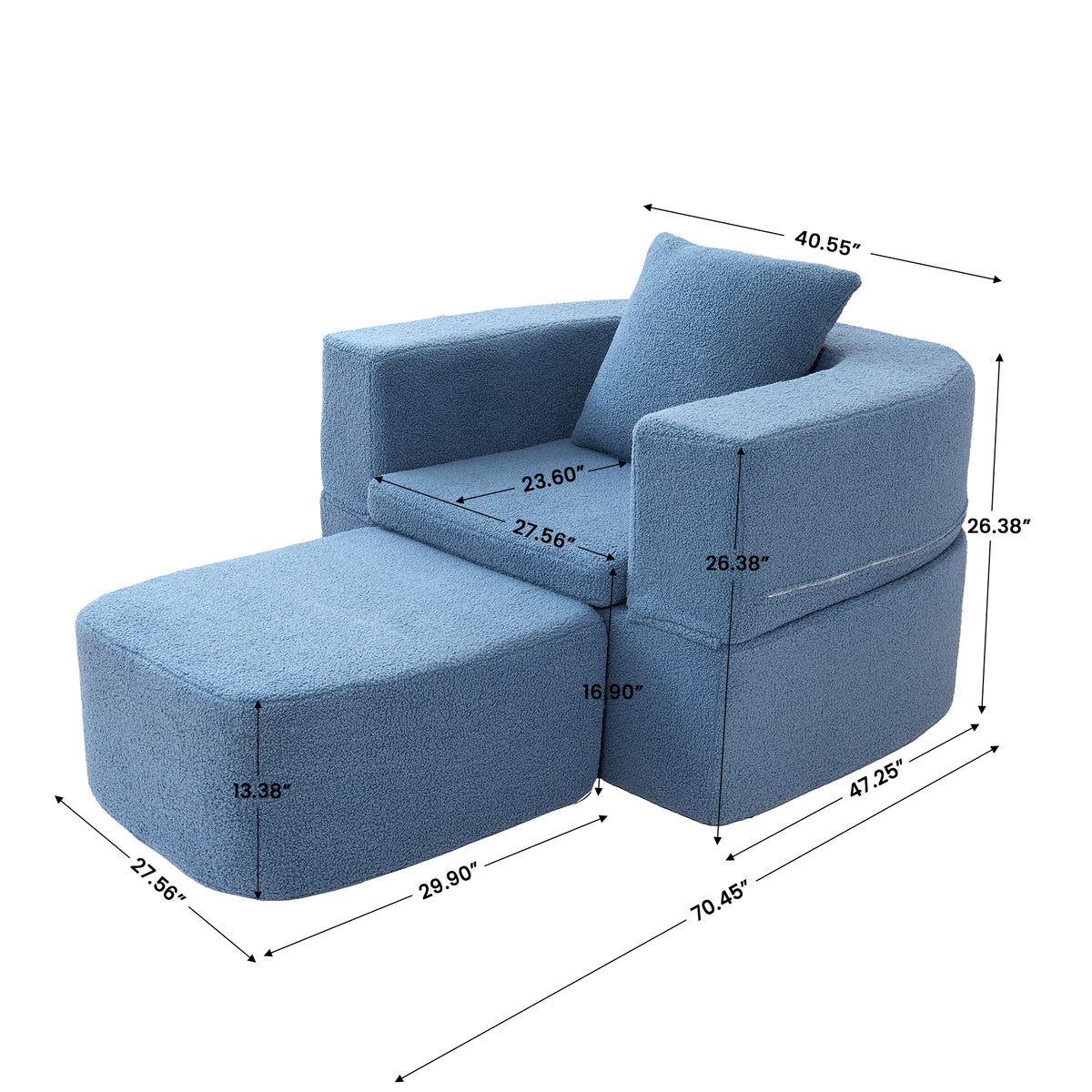 Convertible Teddy Upholstered Sleeper Chair Bed
