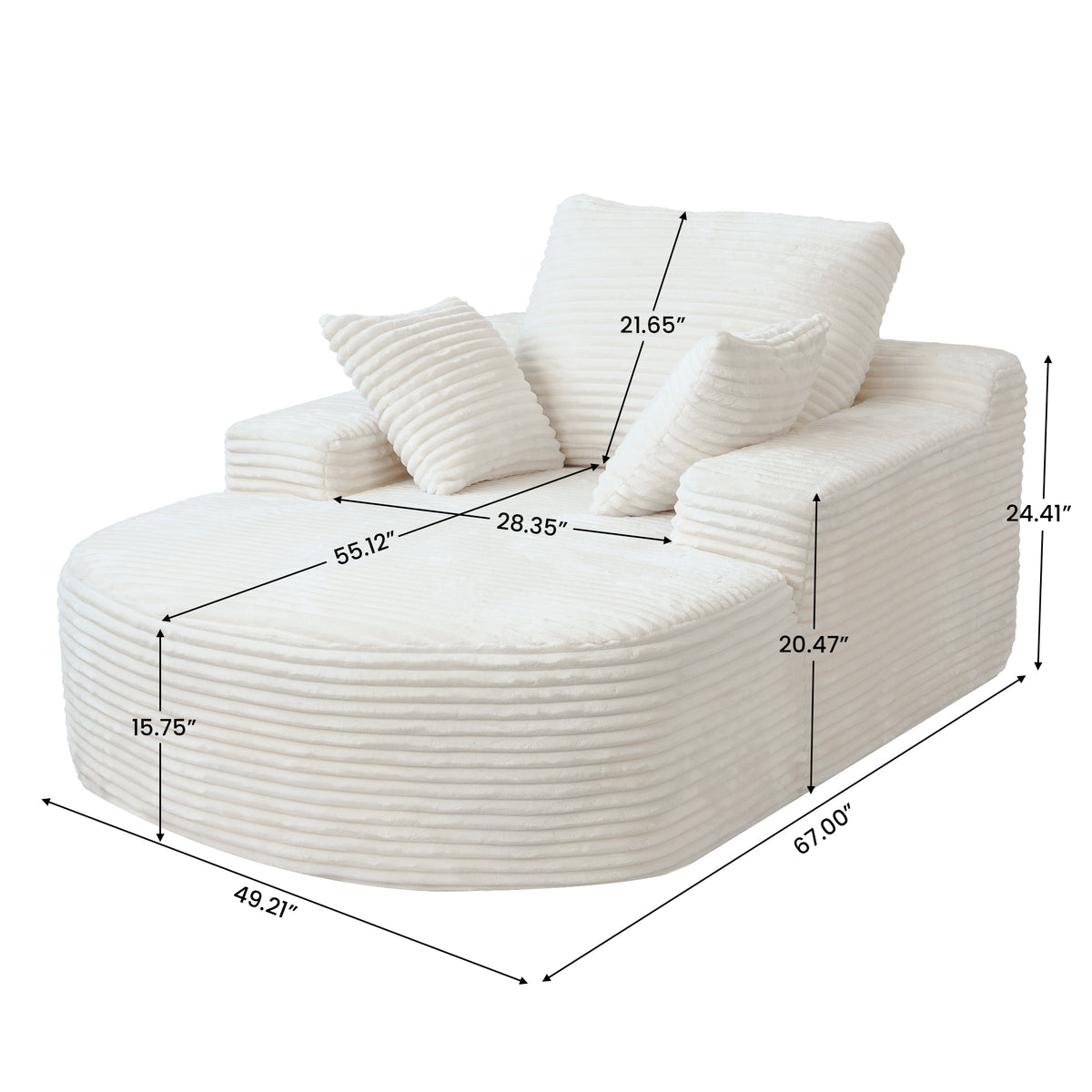 Corduroy Chaise Lounge Accent Chair with Dual Armrests