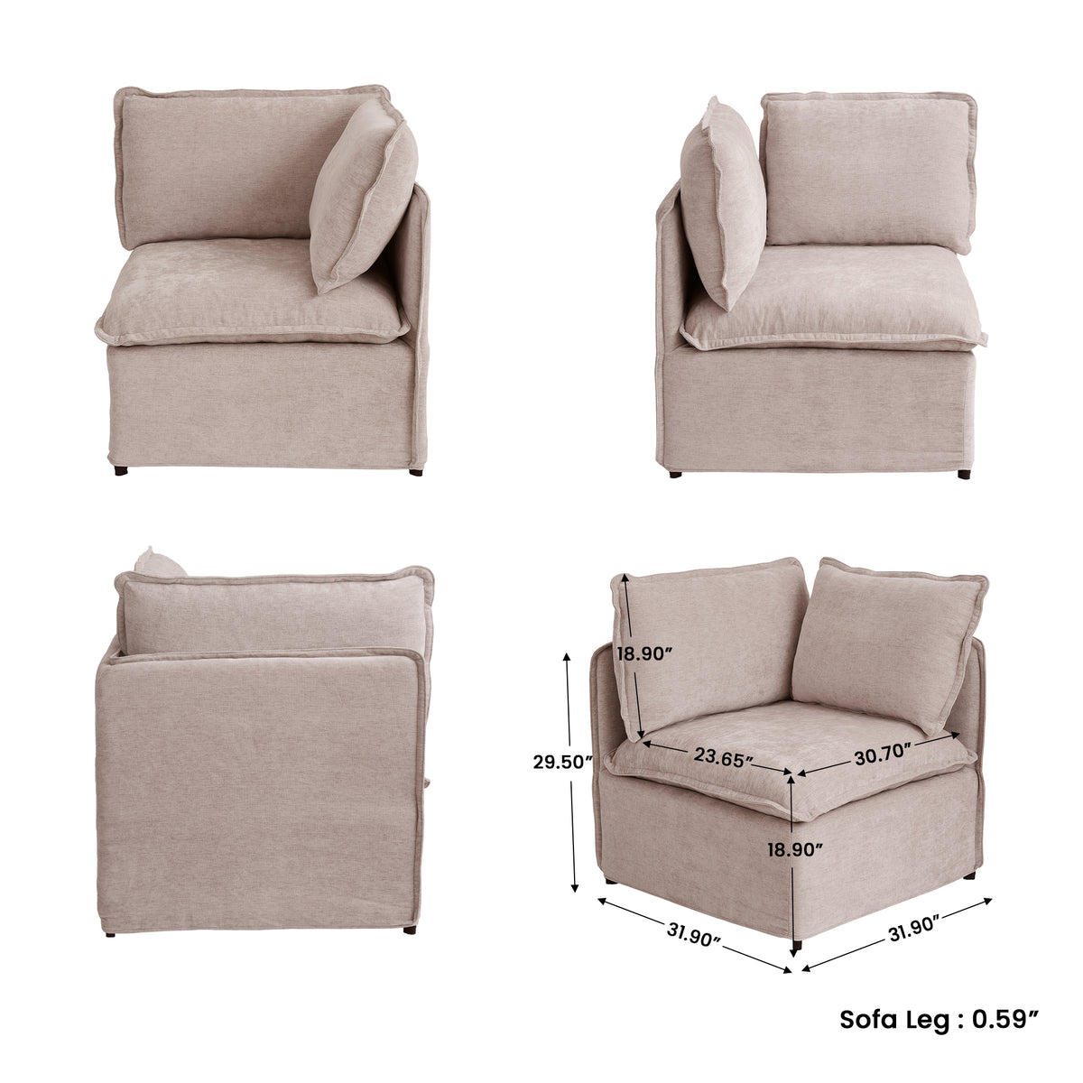 Modern Linen-Look Modular Sectional with Reversible Chaise