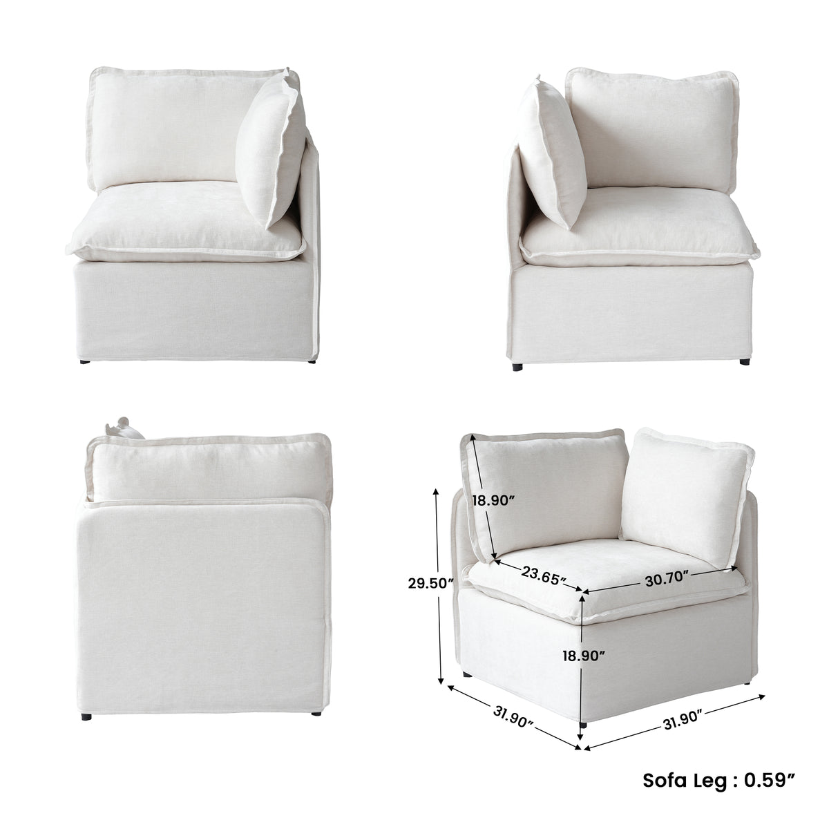 Modern Linen-Look Modular Sectional with Reversible Chaise