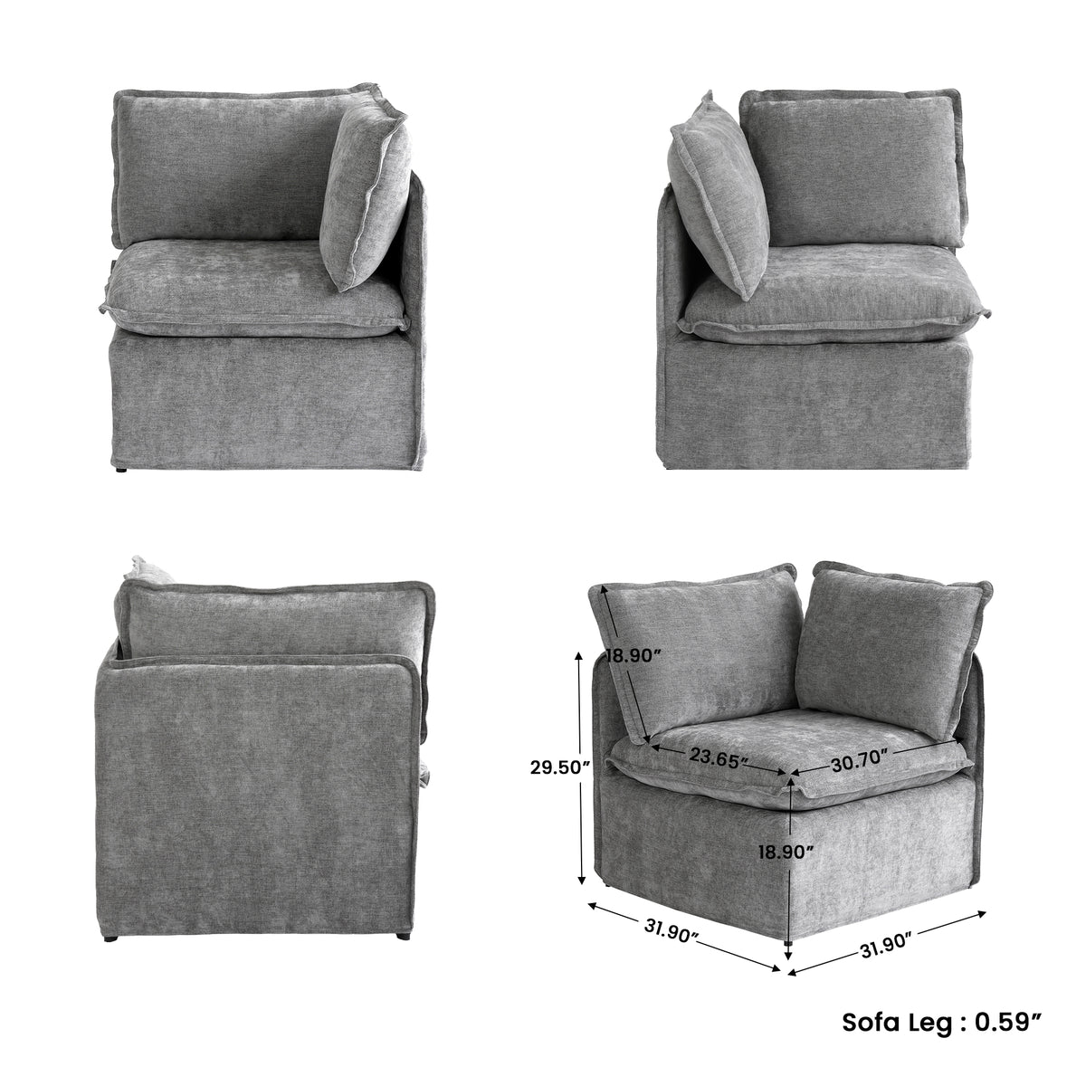 Modern Linen-Look Modular Sectional with Reversible Chaise