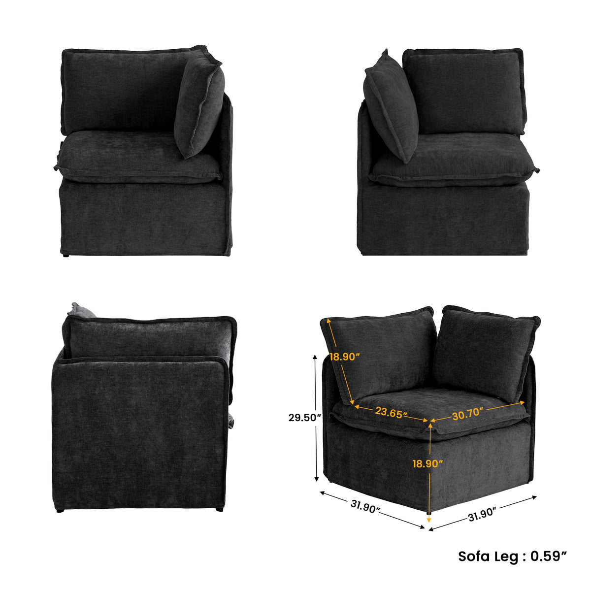 Modern Linen-Look Modular Sectional with Reversible Chaise