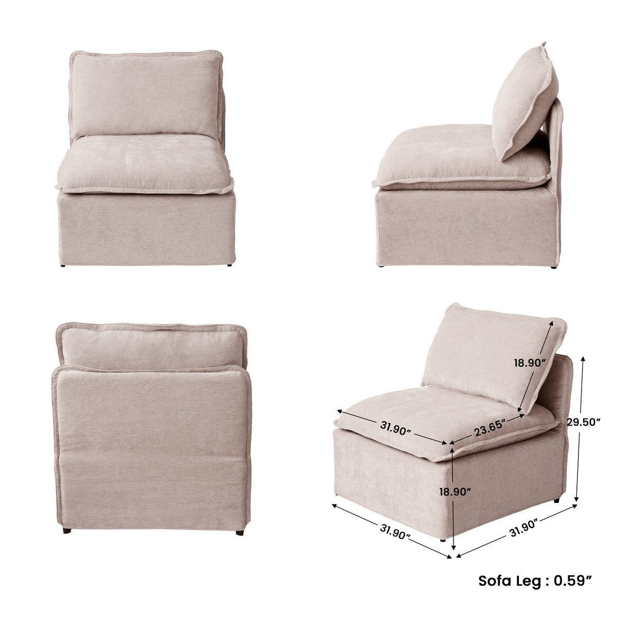 Modern Linen-Look Modular Sectional with Reversible Chaise