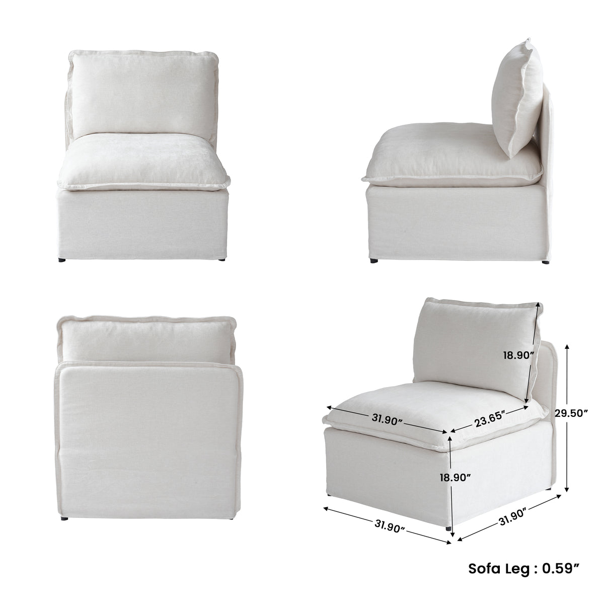 Modern Linen-Look Modular Sectional with Reversible Chaise