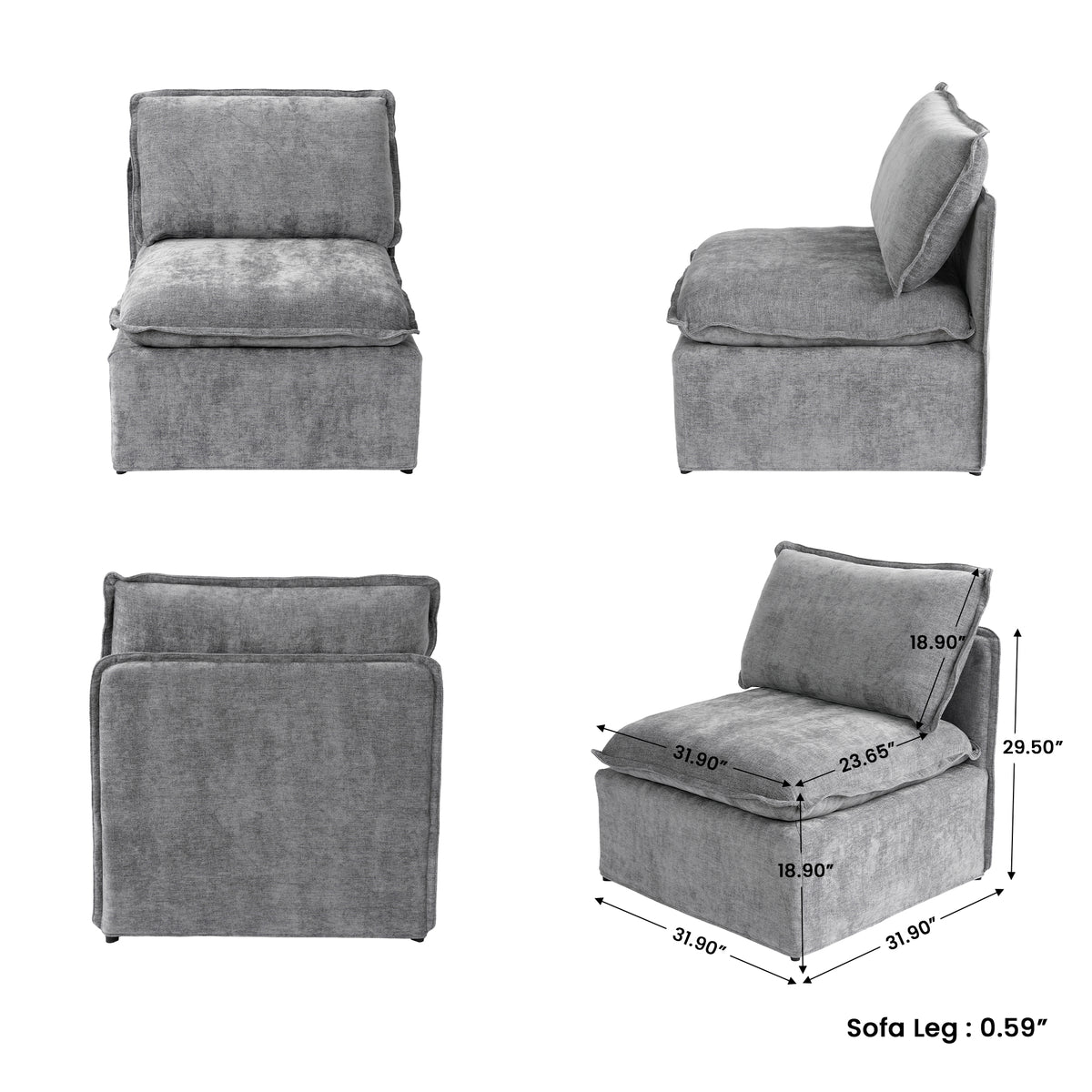 Modern Linen-Look Modular Sectional with Reversible Chaise