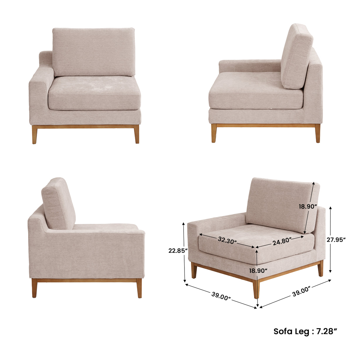 Modern Linen-Look L-Shaped Sectional