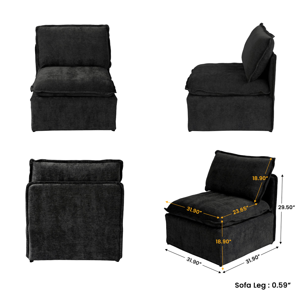 Modern Linen-Look Modular Sectional with Reversible Chaise
